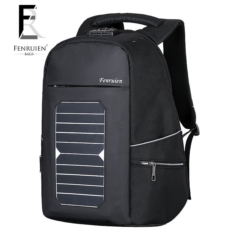 New solar charge outdoor double shoulder bag men business custom anti-theft backpack 15 inch Laptop Bag