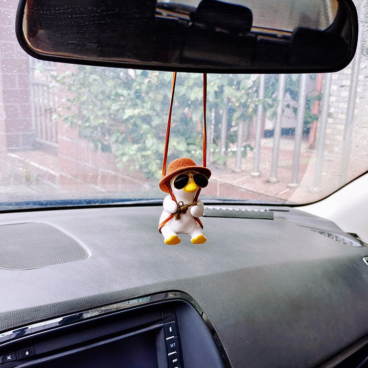 Pistol Cowboy Duck Car Rearview Mirror Pendant Decoration Super Cool Revolver Duck Anime Car Decoration Pendant