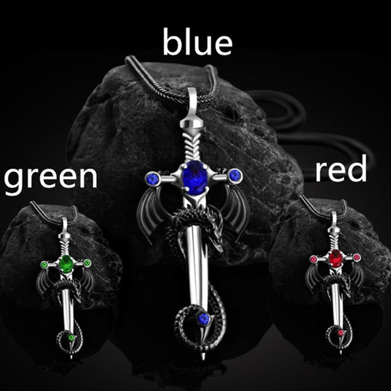 Men's Retro Dragon Sword Hip Hop All-match Necklace Pendant