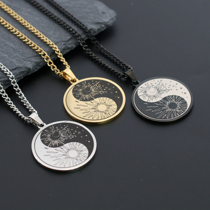 Men's Stainless Steel Creative Round Pendant Necklace