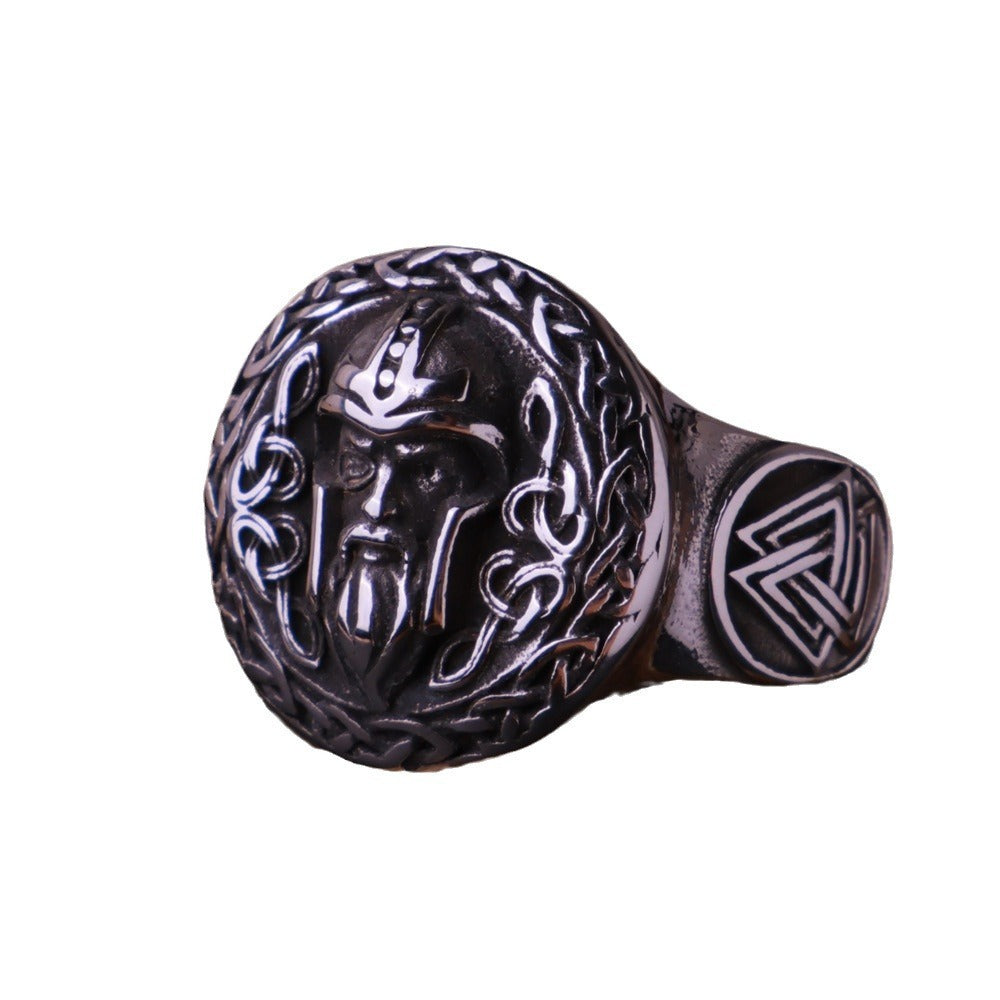 Viking Aoding Celtic Titanium Steel Ring Nordic Rune