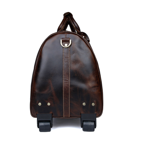 Large Capacity Cowhide Trolley Travel Bag