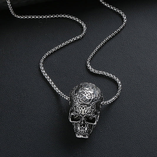 Vintage Hip Hop Stainless Steel Skull Necklace For Women