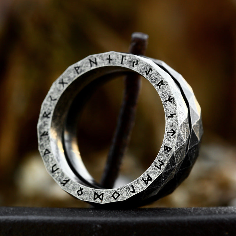 Japanese And Korean Simple Stylish Viking Letter Titanium Steel Ring