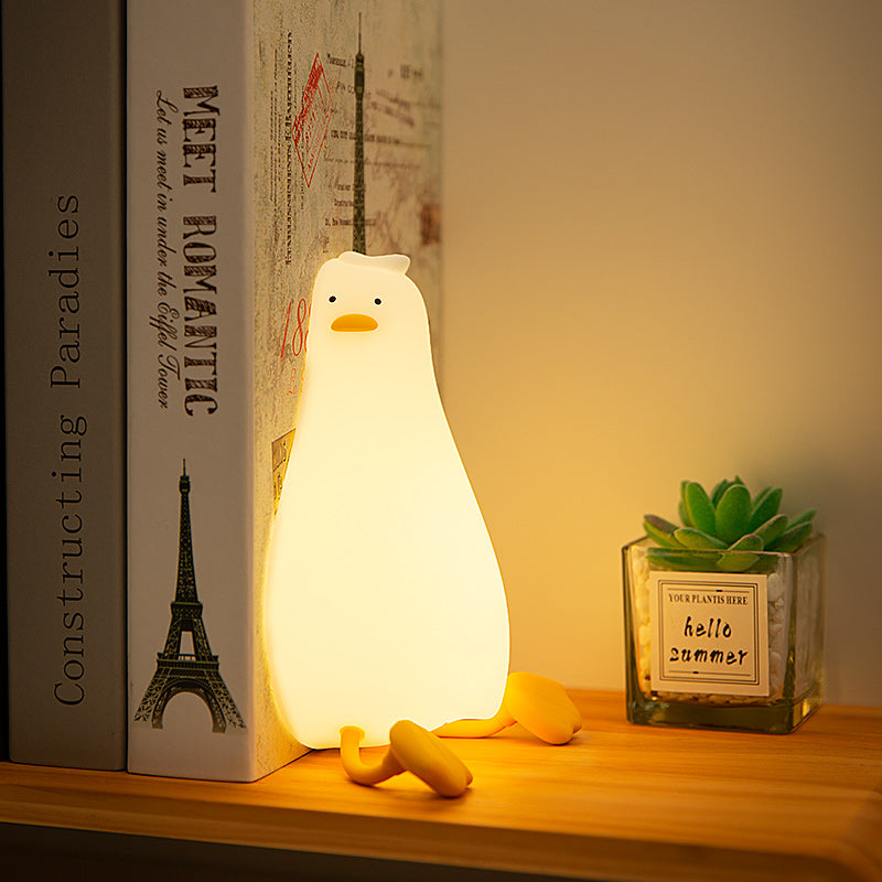 Lie Flat Duck Silicone Night Light Children's Bedside Table Lamp LED Smart With Sleep Night Light Pat Dimming Atmosphere Table Lamp Gift