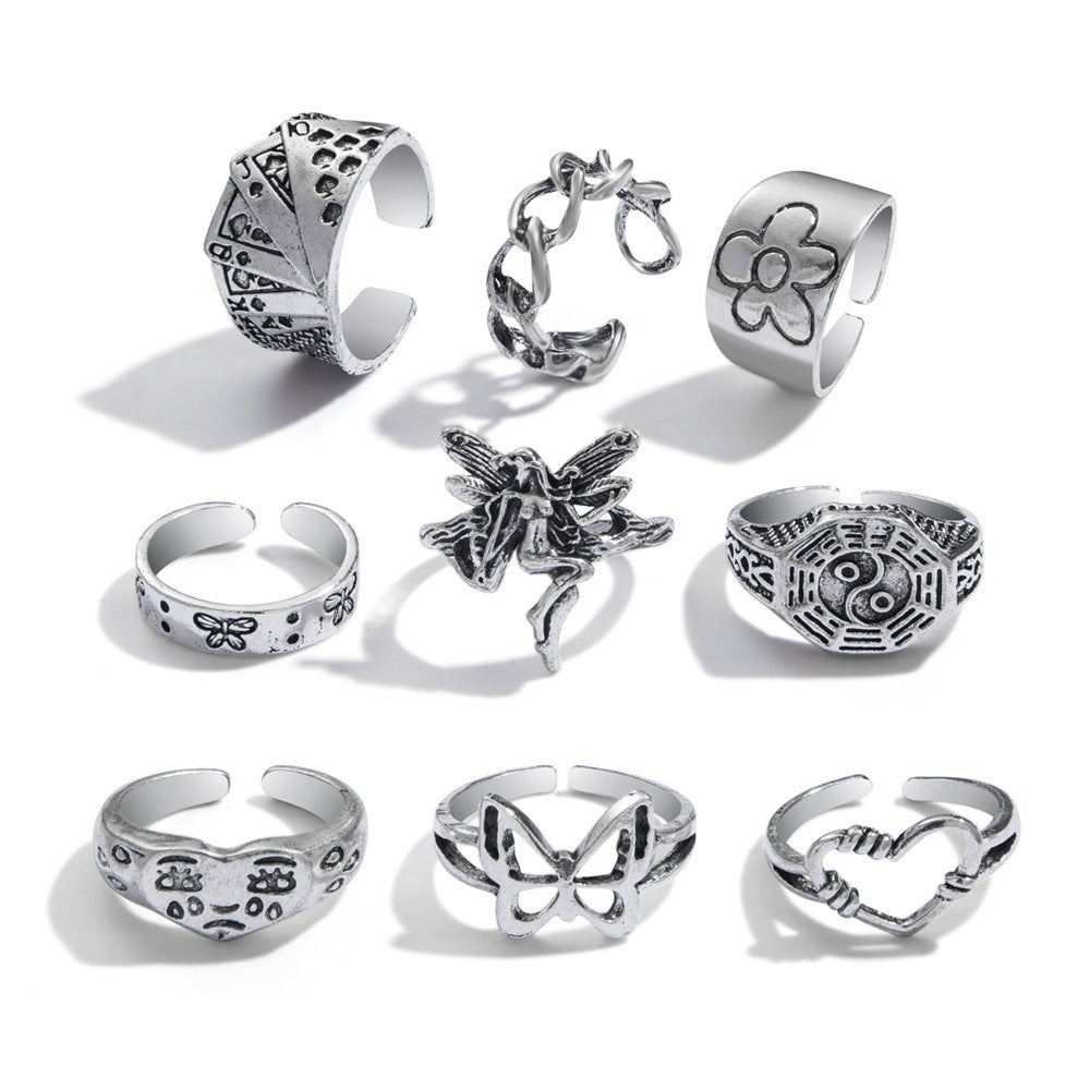 Retro Chess And Card Rings Set Of 9