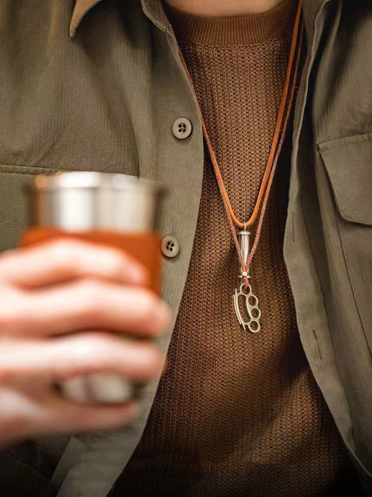 Vintage Boxing Brass Knuckle Pendant Necklace