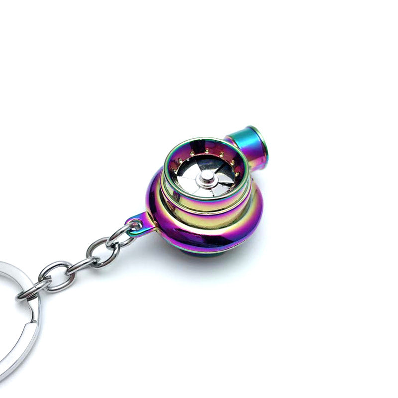 Car Turbo Keychain Metal Creativity High-grade Luminous LED Turbine Key Ring Pendant