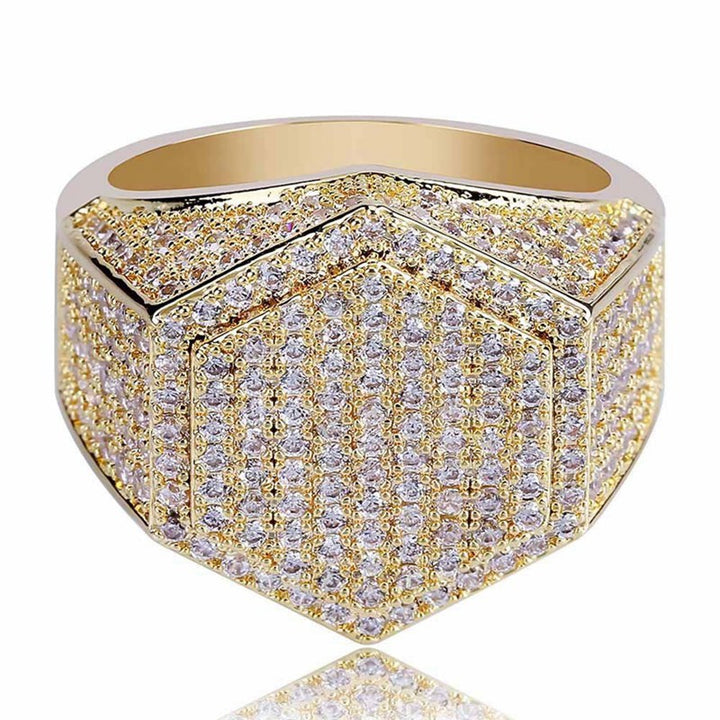 Hip Hop Man Ring Micro Pave CZ Silver Ring Gold Color Square Rings For Men Jewelry