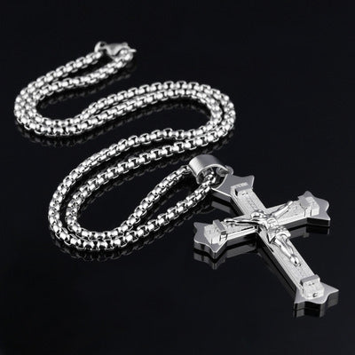 Cross Christ Jesus Pendant Necklace Stainless