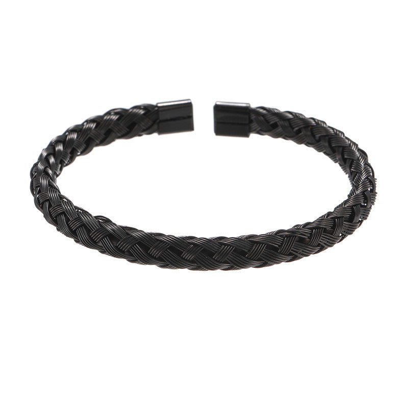 Twisted Braided Steel Wire Simplicity Bracelet Men