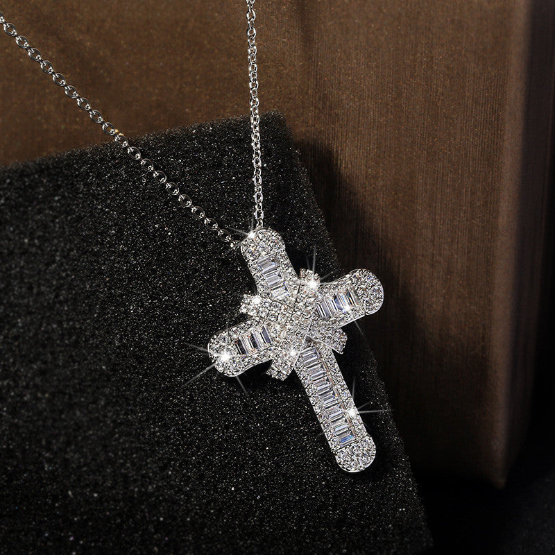 Hip Hop Jewelry Lady Diamond Cross Necklace