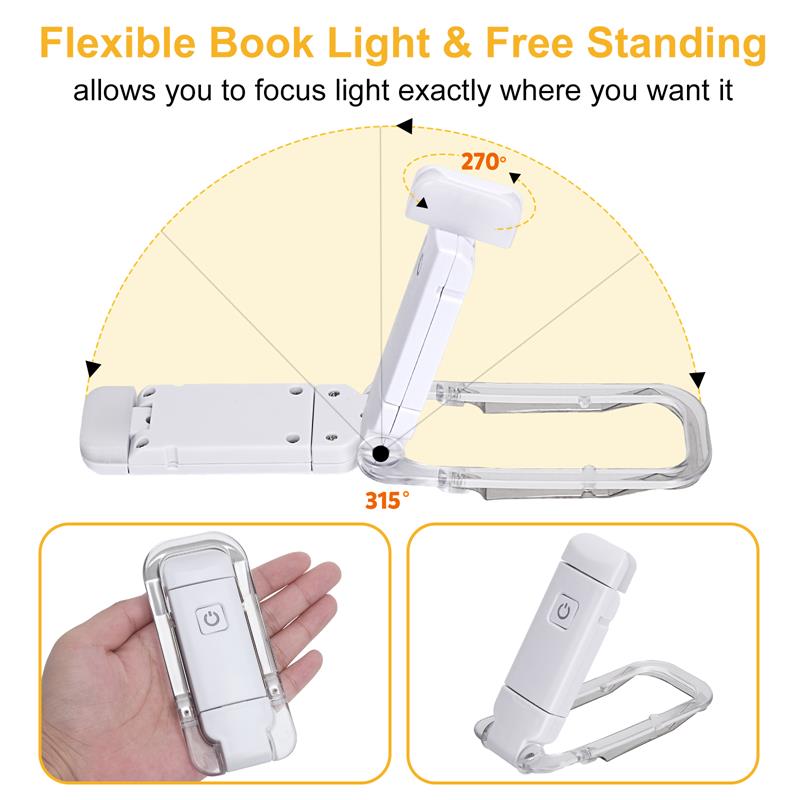 LED USB Rechargeable Book Reading Light Brightness Adjustable Eye Protection Clip Book Light Portable Bookmark Read Light