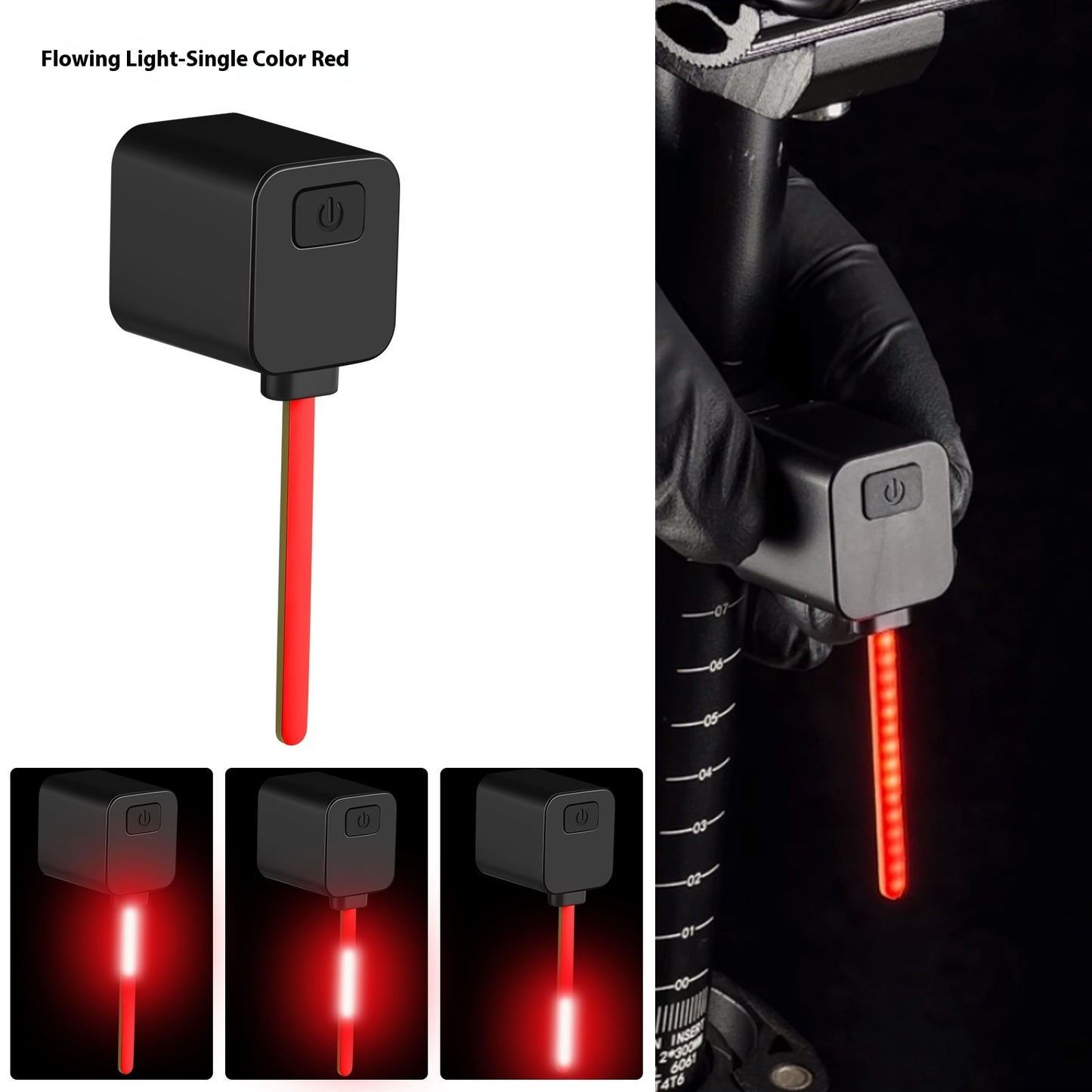 Taillight Bicycle Running Water Plug Light Night Riding Safety Indicator Lamp