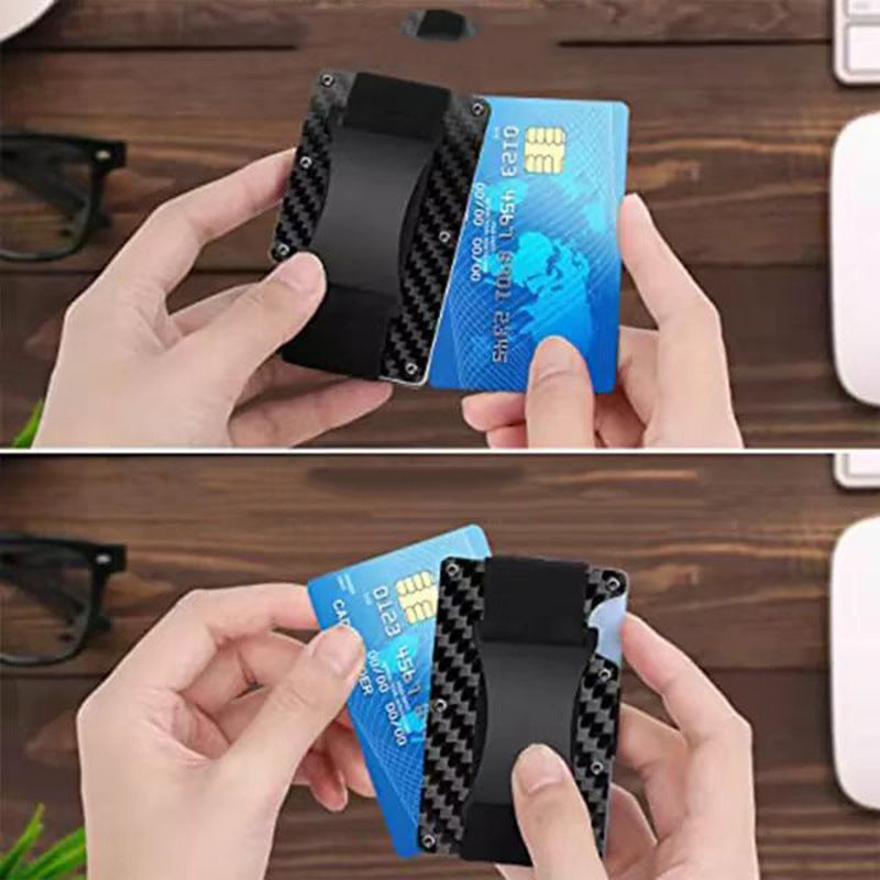 Metal Card Wrapped Carbon Fiber Wallet RFID Anti-theft Brush