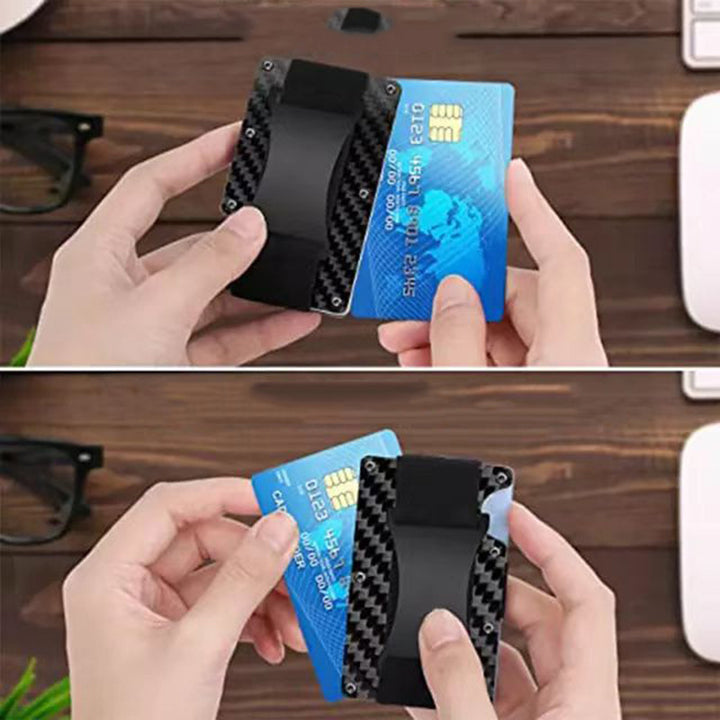 Metal Card Wrapped Carbon Fiber Wallet RFID Anti-theft Brush