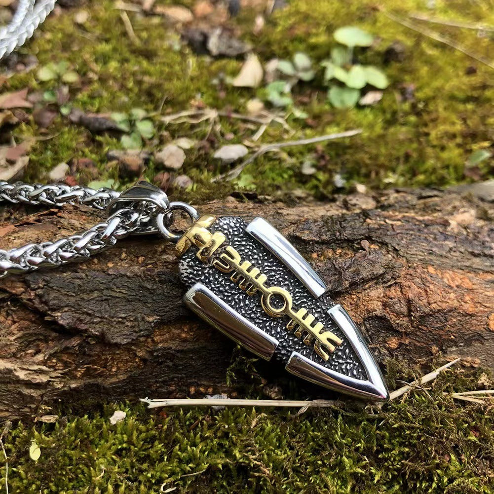 Stainless Steel Viking Arrow Pendant Triangular Rune