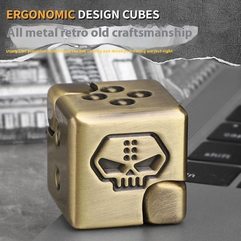 Retro Metal Three-dimensional Dice Edc Fingertip Toy Decompression Artifact Finger