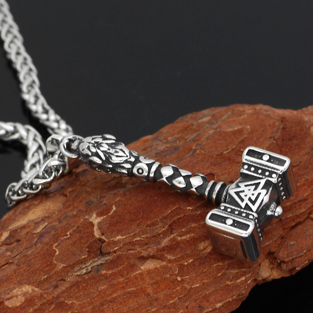 Stainless Steel Norwegian Viking Auding Triangle Logo Necklace