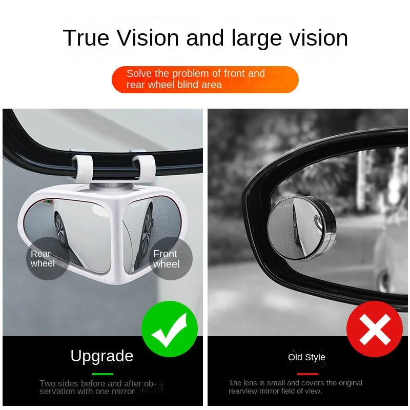 Car Reversing Small Round Mirror Front And Rear Wheel Wide-Angle Mirror Double-Sided Auxiliary Rearview 360 Adjustable Wide Angle Side Rear View Mirror For Car