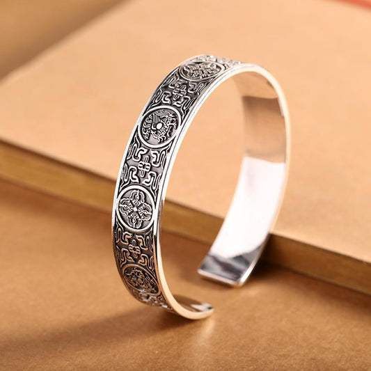 Simple 999 Sterling Silver Bracelet Wide Men