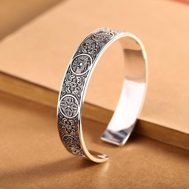 Simple 999 Sterling Silver Bracelet Wide Men