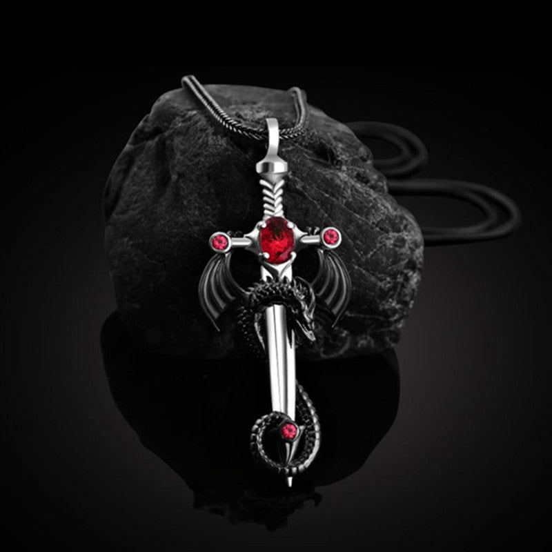 Men's Retro Dragon Sword Hip Hop All-match Necklace Pendant