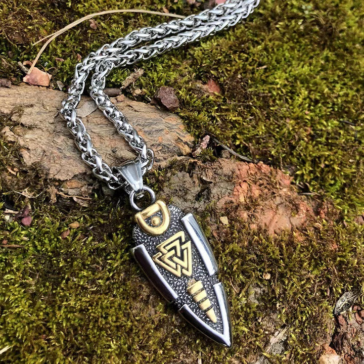 Stainless Steel Viking Arrow Pendant Triangular Rune