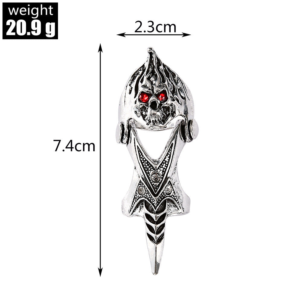 Punk Zircon Skull Knuckle Armour Joint Rings For Women Men Gothic Vintage Metal Skull Head Finger Ring Party Jewelry