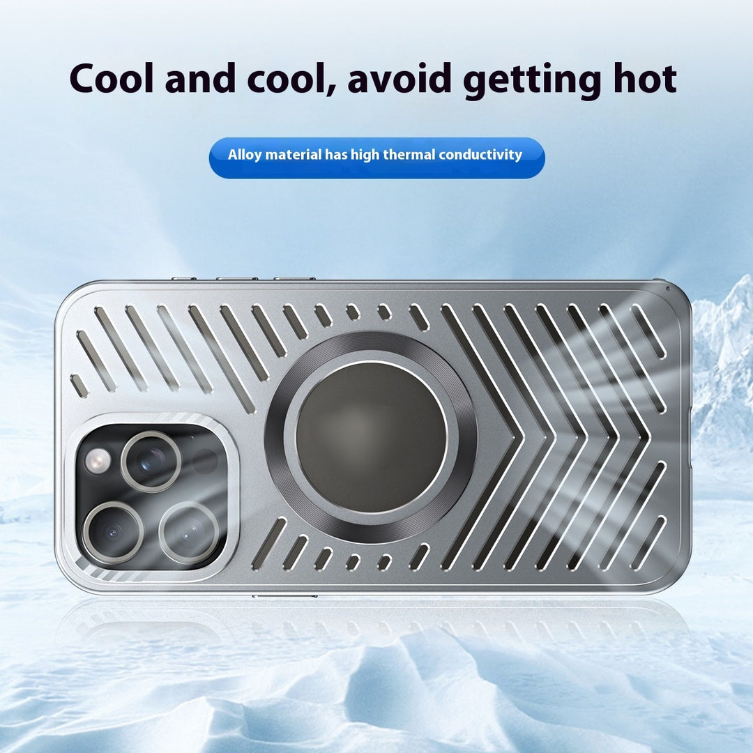 Ice Cool Spring Fastener Magnetic Suction Phone Case Heat Dissipation Metal Drop-resistant Protective Cover