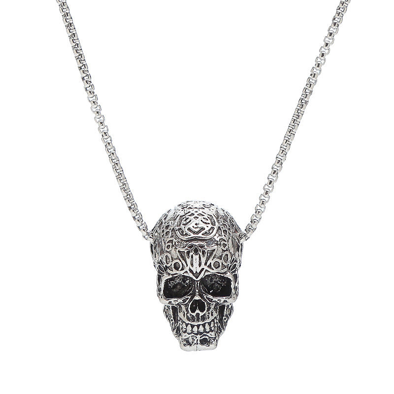 Vintage Hip Hop Stainless Steel Skull Necklace For Women