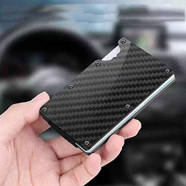 Metal Card Wrapped Carbon Fiber Wallet RFID Anti-theft Brush