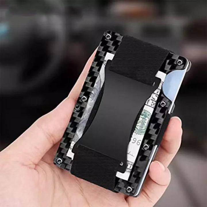 Metal Card Wrapped Carbon Fiber Wallet RFID Anti-theft Brush