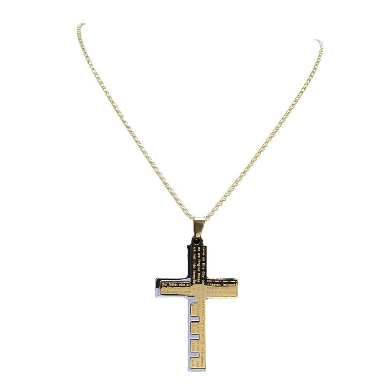 Stainless Steel Niche Cross Pendant Ornaments Snake Bones Chain Titanium Steel Necklace