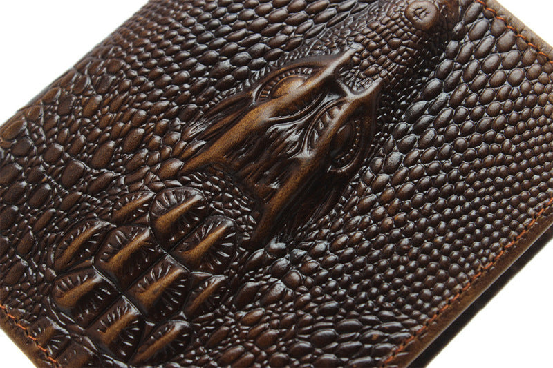 Fashion Casual Men's Wallet Retro Oil Wax Skin Crocodile Pattern