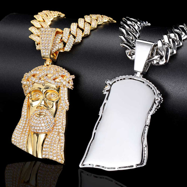 Jesus Head Hip Hop Pendant Real Gold Plating Street Necklace