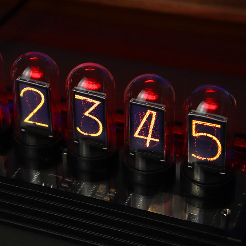 Creative Led Electronic Digital Clock Solid Wood Nixie