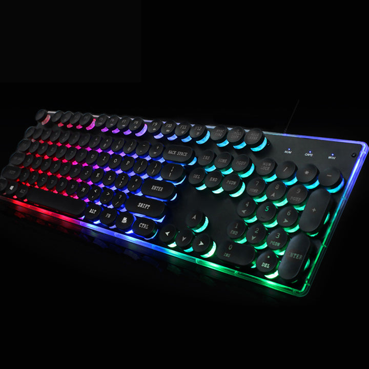 Colorful Crystal Luminous Wired Keyboard Mouse Set