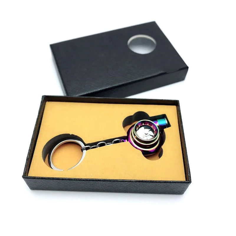 Car Turbo Keychain Metal Creativity High-grade Luminous LED Turbine Key Ring Pendant