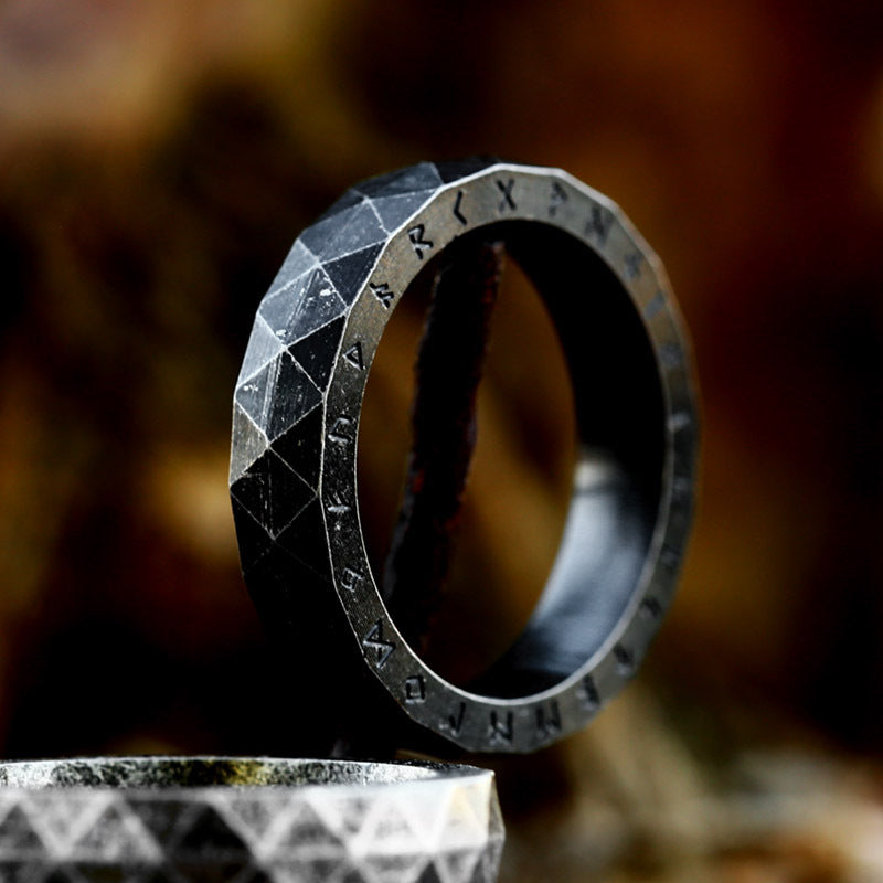 Japanese And Korean Simple Stylish Viking Letter Titanium Steel Ring