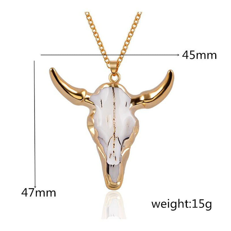 Hip-hop Street  Bull Bone Necklace Retro Domineering Gold-clad