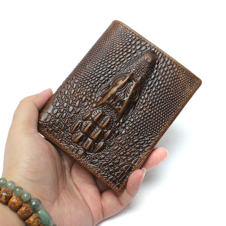 Fashion Casual Men's Wallet Retro Oil Wax Skin Crocodile Pattern