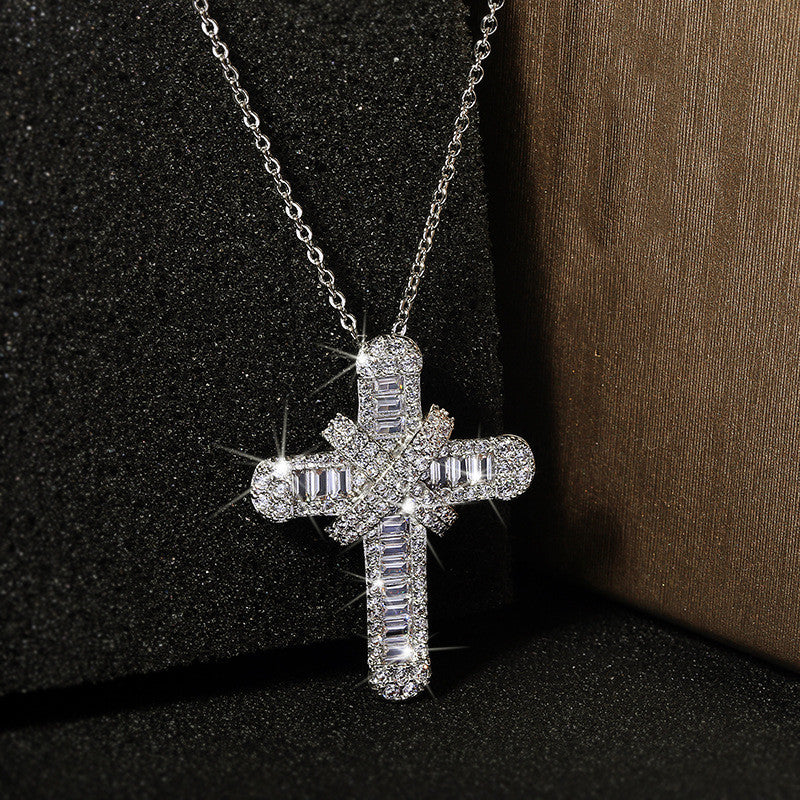 Hip Hop Jewelry Lady Diamond Cross Necklace