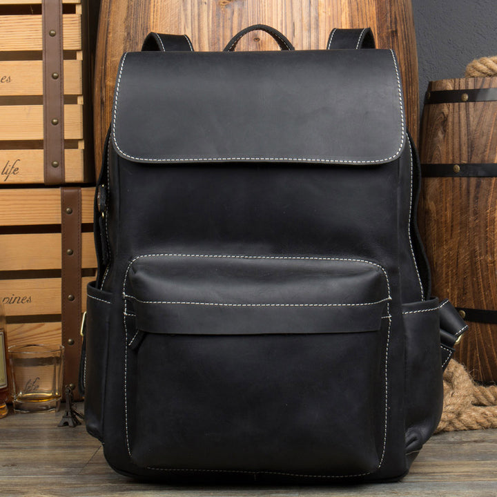 Source of Crazy Horse men backpack Europe Retro Leather cowhide leather luggage male Baotou Backpack Bag